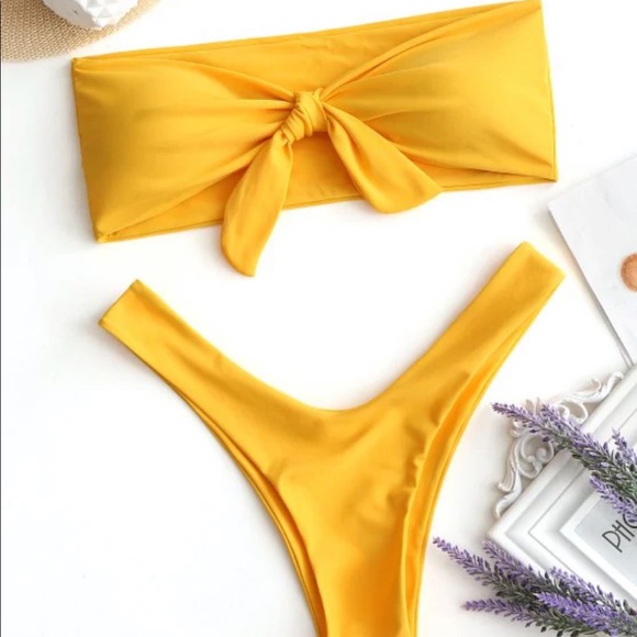 high cut bandeau bikini